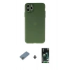 MARSİLYAN™- iPhone 11 Pro Max Kılıf Atlas Minimal Prime - Siyah 360 Mat Full Body Arka Koruyucu + Metal Kamera Lens Koruma Cam - AKYL