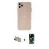 MARSİLYAN™- iPhone 11 Pro Max Kılıf Atlas Minimal Prime - Siyah 360 Mat Full Body Arka Koruyucu + Rainbow Kamera Lens Koruma Cam - GD