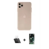 MARSİLYAN™- iPhone 11 Pro Max Kılıf Atlas Minimal Prime - Siyah 360 Mat Full Body Arka Koruyucu + Kamera Lens Koruma Cam - SF
