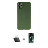 MARSİLYAN™- iPhone 11 Pro Max Kılıf Atlas Minimal Prime - Siyah 360 Mat Full Body Arka Koruyucu + Kamera Lens Koruma Cam - SF