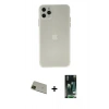 MARSİLYAN™- iPhone 11 Pro Max Kılıf Atlas Minimal Prime - Siyah 360 Mat Full Body Arka Koruyucu + Yeşil Rainbow Kamera Lens Koruma Cam