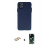 MARSİLYAN™- iPhone 11 Pro Max Kılıf Atlas Minimal Prime - Siyah 360 Mat Full Body Arka Koruyucu + Renkli Kamera Lens Koruma Cam - YL