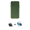 MARSİLYAN™- iPhone 11 Pro Max Kılıf Atlas Minimal Prime - Siyah 3D Antistatik Cam Ekran Koruyucu + Kamera Lens Koruma Cam - SF