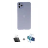 MARSİLYAN™- iPhone 11 Pro Max Kılıf Atlas Minimal Prime - Siyah 3D Antistatik Cam Ekran Koruyucu + Kamera Lens Koruma Cam - SF