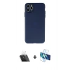 MARSİLYAN™- iPhone 11 Pro Max Kılıf Atlas Minimal Prime - Siyah 3D Antistatik Cam Ekran Koruyucu + Kamera Lens Koruma Cam - SF