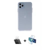 MARSİLYAN™- iPhone 11 Pro Max Kılıf Atlas Minimal Prime - Siyah 3D Antistatik Cam Ekran Koruyucu + Kamera Lens Koruma Cam - SF