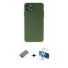 MARSİLYAN™- iPhone 11 Pro Max Kılıf Atlas Minimal Prime - Siyah 3D Antistatik Cam Ekran Koruyucu + Shine Kamera Lens Koruma Cam - MI