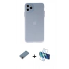 MARSİLYAN™- iPhone 11 Pro Max Kılıf Atlas Minimal Prime - Siyah 3D Antistatik Cam Ekran Koruyucu + Metal Kamera Lens Koruma Cam - MR