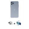 MARSİLYAN™- iPhone 11 Pro Max Kılıf Atlas Minimal Prime - Siyah 3D Antistatik Cam Ekran Koruyucu + Pers Alüminyum Kamera Lens - SH