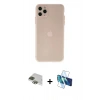 MARSİLYAN™- iPhone 11 Pro Max Kılıf Atlas Minimal Prime - Siyah 3D Antistatik Cam Ekran Koruyucu + Pers Alüminyum Kamera Lens - YL