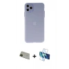 MARSİLYAN™- iPhone 11 Pro Max Kılıf Atlas Minimal Prime - Siyah 3D Antistatik Cam Ekran Koruyucu + Rainbow Kamera Lens Koruma Cam - YL