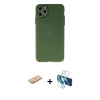 MARSİLYAN™- iPhone 11 Pro Max Kılıf Atlas Minimal Prime - Siyah 3D Antistatik Cam Ekran Koruyucu + Renkli Kamera Lens Koruma Cam - PE