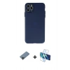 MARSİLYAN™- iPhone 11 Pro Max Kılıf Atlas Minimal Prime - Siyah 3D Antistatik Cam Ekran Koruyucu + Shine Kamera Lens Koruma Cam - SH