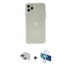 MARSİLYAN™- iPhone 11 Pro Max Kılıf Atlas Minimal Prime - Siyah 3D Antistatik Cam Ekran Koruyucu + Pers Alüminyum Kamera Lens - YL