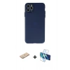MARSİLYAN™- iPhone 11 Pro Max Kılıf Atlas Minimal Prime - Siyah 3D Antistatik Cam Ekran Koruyucu + Renkli Kamera Lens Koruma Cam - YL
