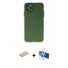 MARSİLYAN™- iPhone 11 Pro Max Kılıf Atlas Minimal Prime - Siyah 3D Antistatik Cam Ekran Koruyucu + Renkli Kamera Lens Koruma Cam - YL