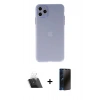 MARSİLYAN™- iPhone 11 Pro Max Kılıf Atlas Minimal Prime - Siyah 3D Antistatik Hayalet Cam Ekran Koruyucu + Kamera Lens Koruma Cam - SF
