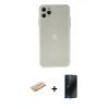 MARSİLYAN™- iPhone 11 Pro Max Kılıf Atlas Minimal Prime - Siyah 3D Antistatik Hayalet Cam Ekran Koruyucu + Renkli Kamera Lens Koruma Cam - TU