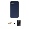 MARSİLYAN™- iPhone 11 Pro Max Kılıf Atlas Minimal Prime - Siyah 3D Antistatik Hayalet Cam Ekran Koruyucu + Renkli Kamera Lens Koruma Cam - TU