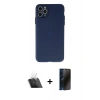 MARSİLYAN™- iPhone 11 Pro Max Kılıf Atlas Minimal Prime - Siyah 3D Antistatik Hayalet Cam Ekran Koruyucu + Kamera Lens Koruma Cam - SF