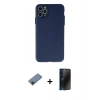 MARSİLYAN™- iPhone 11 Pro Max Kılıf Atlas Minimal Prime - Siyah 3D Antistatik Hayalet Cam Ekran Koruyucu + Shine Kamera Lens Koruma Cam - SH