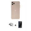 MARSİLYAN™- iPhone 11 Pro Max Kılıf Atlas Minimal Prime - Siyah 3D Antistatik Hayalet Cam Ekran Koruyucu + Pers Alüminyum Kamera Lens - YL