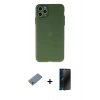 MARSİLYAN™- iPhone 11 Pro Max Kılıf Atlas Minimal Prime - Siyah 3D Antistatik Hayalet Cam Ekran Koruyucu + Shine Kamera Lens Koruma Cam - GS