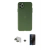 MARSİLYAN™- iPhone 11 Pro Max Kılıf Atlas Minimal Prime - Siyah 3D Antistatik Hayalet Cam Ekran Koruyucu + Pers Alüminyum Kamera Lens - YL