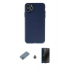 MARSİLYAN™- iPhone 11 Pro Max Kılıf Atlas Minimal Prime - Siyah 3D Antistatik Hayalet Cam Ekran Koruyucu + Metal Kamera Lens Koruma Cam - GS