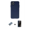 MARSİLYAN™- iPhone 11 Pro Max Kılıf Atlas Minimal Prime - Siyah 3D Antistatik Hayalet Cam Ekran Koruyucu + Shine Kamera Lens Koruma Cam - GS