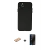 MARSİLYAN™- iPhone 11 Pro Max Kılıf Atlas Minimal Prime - Siyah 3D Antistatik Hayalet Cam Ekran Koruyucu + Renkli Kamera Lens Koruma Cam - TU