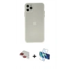 MARSİLYAN™- iPhone 11 Pro Max Kılıf Atlas Minimal Prime - Siyah 3D Antistatik Seramik Nano Ekran Koruyucu + Kırmızı Pers Alüminyum Kamera Lens
