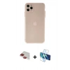 MARSİLYAN™- iPhone 11 Pro Max Kılıf Atlas Minimal Prime - Siyah 3D Antistatik Seramik Nano Ekran Koruyucu + Kırmızı Pers Alüminyum Kamera Lens