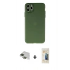 MARSİLYAN™- iPhone 11 Pro Max Kılıf Atlas Minimal Prime - Siyah 6D Mat Seramik Hayalet Nano Ekran Koruyucu + Pers Alüminyum Kamera Lens - YL