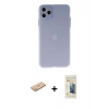 MARSİLYAN™- iPhone 11 Pro Max Kılıf Atlas Minimal Prime - Siyah 6D Mat Seramik Hayalet Nano Ekran Koruyucu + Pembe Renkli Kamera Lens Koruma Cam