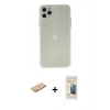 MARSİLYAN™- iPhone 11 Pro Max Kılıf Atlas Minimal Prime - Siyah 6D Mat Seramik Hayalet Nano Ekran Koruyucu + Pembe Renkli Kamera Lens Koruma Cam
