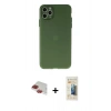 MARSİLYAN™- iPhone 11 Pro Max Kılıf Atlas Minimal Prime - Siyah 6D Mat Seramik Hayalet Nano Ekran Koruyucu + Pers Alüminyum Kamera Lens - KI