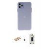 MARSİLYAN™- iPhone 11 Pro Max Kılıf Atlas Minimal Prime - Siyah Bilvis Hayalet Cam Ekran Koruyucu + Renkli Kamera Lens Koruma Cam - PE