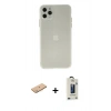 MARSİLYAN™- iPhone 11 Pro Max Kılıf Atlas Minimal Prime - Siyah Bilvis Hayalet Cam Ekran Koruyucu + Renkli Kamera Lens Koruma Cam - PE