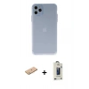 MARSİLYAN™- iPhone 11 Pro Max Kılıf Atlas Minimal Prime - Siyah Bilvis Hayalet Cam Ekran Koruyucu + Renkli Kamera Lens Koruma Cam - PE