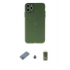 MARSİLYAN™- iPhone 11 Pro Max Kılıf Atlas Minimal Prime - Siyah Joko Magic 5D Hayalet Cam + Gümüş Metal Kamera Lens Koruma Cam