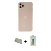 MARSİLYAN™- iPhone 11 Pro Max Kılıf Atlas Minimal Prime - Siyah Polymer Nano Ekran Koruyucu + Gold Rainbow Kamera Lens Koruma Cam
