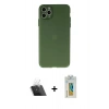 MARSİLYAN™- iPhone 11 Pro Max Kılıf Atlas Minimal Prime - Siyah Polymer Nano Ekran Koruyucu + Kamera Lens Koruma Cam - SF