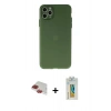 MARSİLYAN™- iPhone 11 Pro Max Kılıf Atlas Minimal Prime - Siyah Polymer Nano Ekran Koruyucu + Kırmızı Pers Alüminyum Kamera Lens