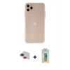 MARSİLYAN™- iPhone 11 Pro Max Kılıf Atlas Minimal Prime - Siyah Polymer Nano Ekran Koruyucu + Kırmızı Pers Alüminyum Kamera Lens