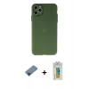 MARSİLYAN™- iPhone 11 Pro Max Kılıf Atlas Minimal Prime - Siyah Polymer Nano Ekran Koruyucu + Metal Kamera Lens Koruma Cam - SH