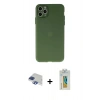 MARSİLYAN™- iPhone 11 Pro Max Kılıf Atlas Minimal Prime - Siyah Polymer Nano Ekran Koruyucu + Pers Alüminyum Kamera Lens - LT