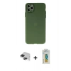 MARSİLYAN™- iPhone 11 Pro Max Kılıf Atlas Minimal Prime - Siyah Polymer Nano Ekran Koruyucu + Pers Alüminyum Kamera Lens - SH