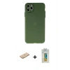MARSİLYAN™- iPhone 11 Pro Max Kılıf Atlas Minimal Prime - Siyah Polymer Nano Ekran Koruyucu + Renkli Kamera Lens Koruma Cam - SI