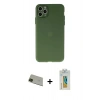 MARSİLYAN™- iPhone 11 Pro Max Kılıf Atlas Minimal Prime - Siyah Polymer Nano Ekran Koruyucu + Rainbow Kamera Lens Koruma Cam - YL